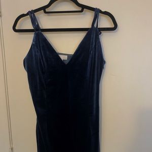 Blue velvet mini dress